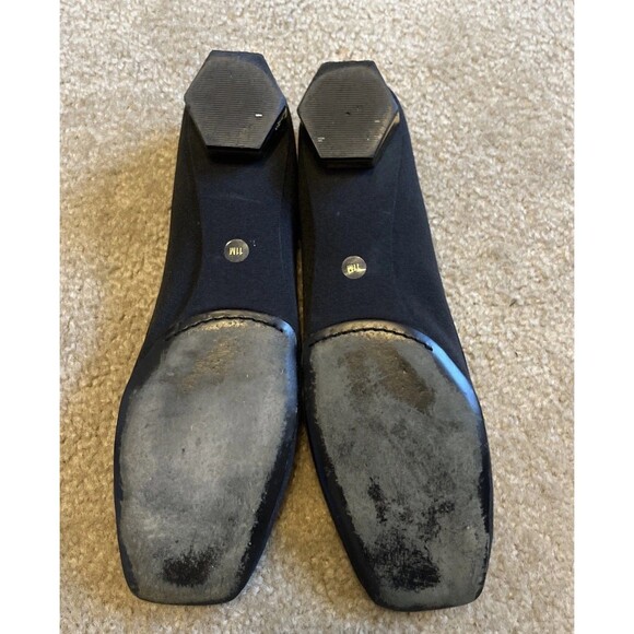 TORY BURCH Women's Regina Shoes Block Heel Square Toe Black Fabric Size 11 M - Picture 5 of 7